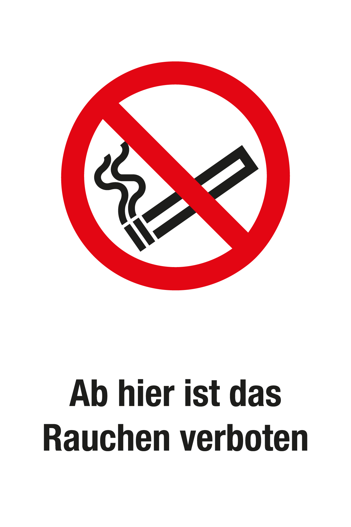 Verbotsschild mit Text - Ab hier ist das Rauchen verboten