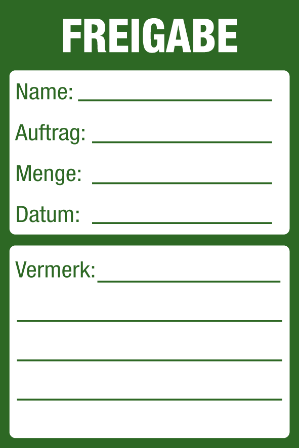 Inventar- & Wartungsschild - Freigabe | 1 VE = 50 Stck.