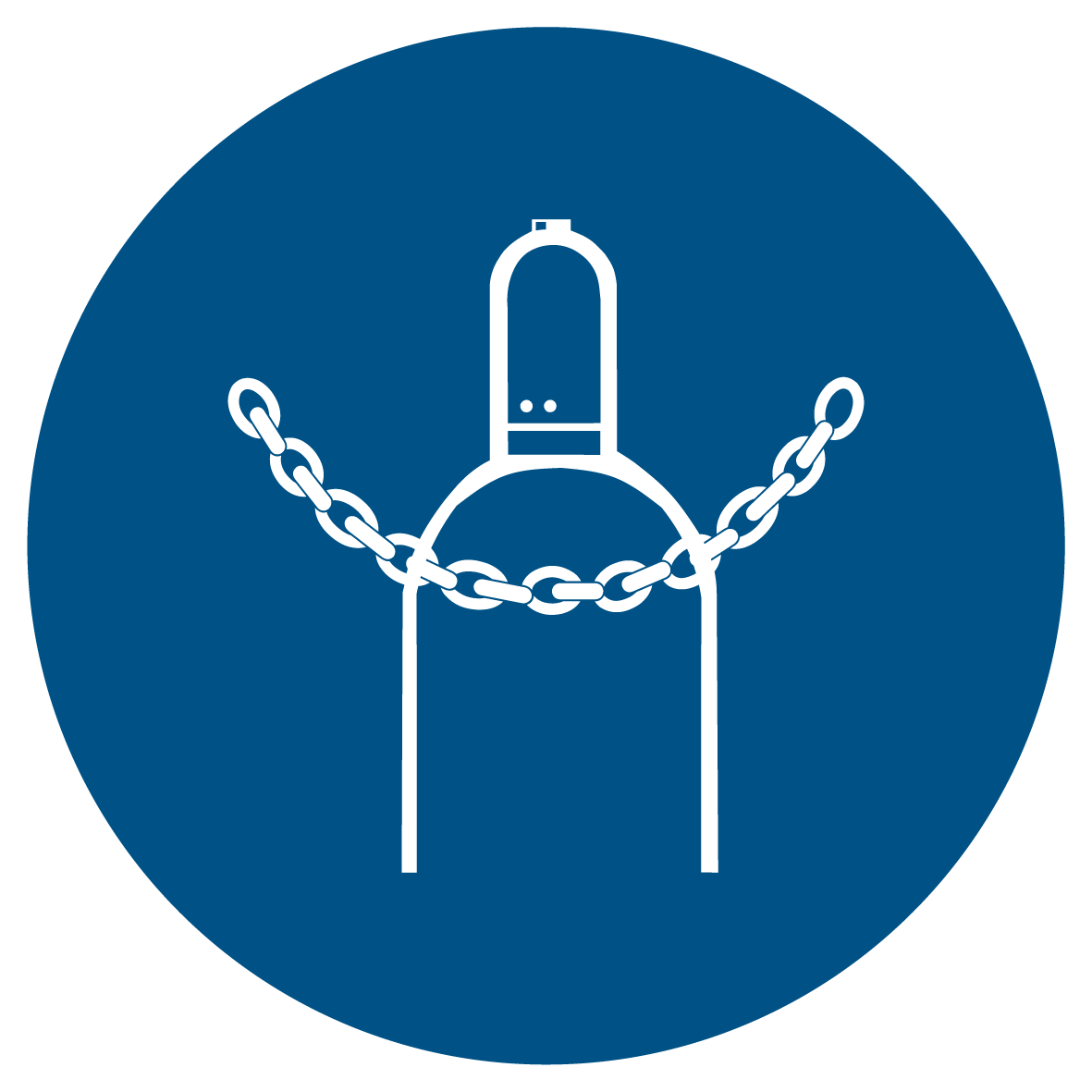 Gebotsschild - Druckgasflasche durch Kette sichern