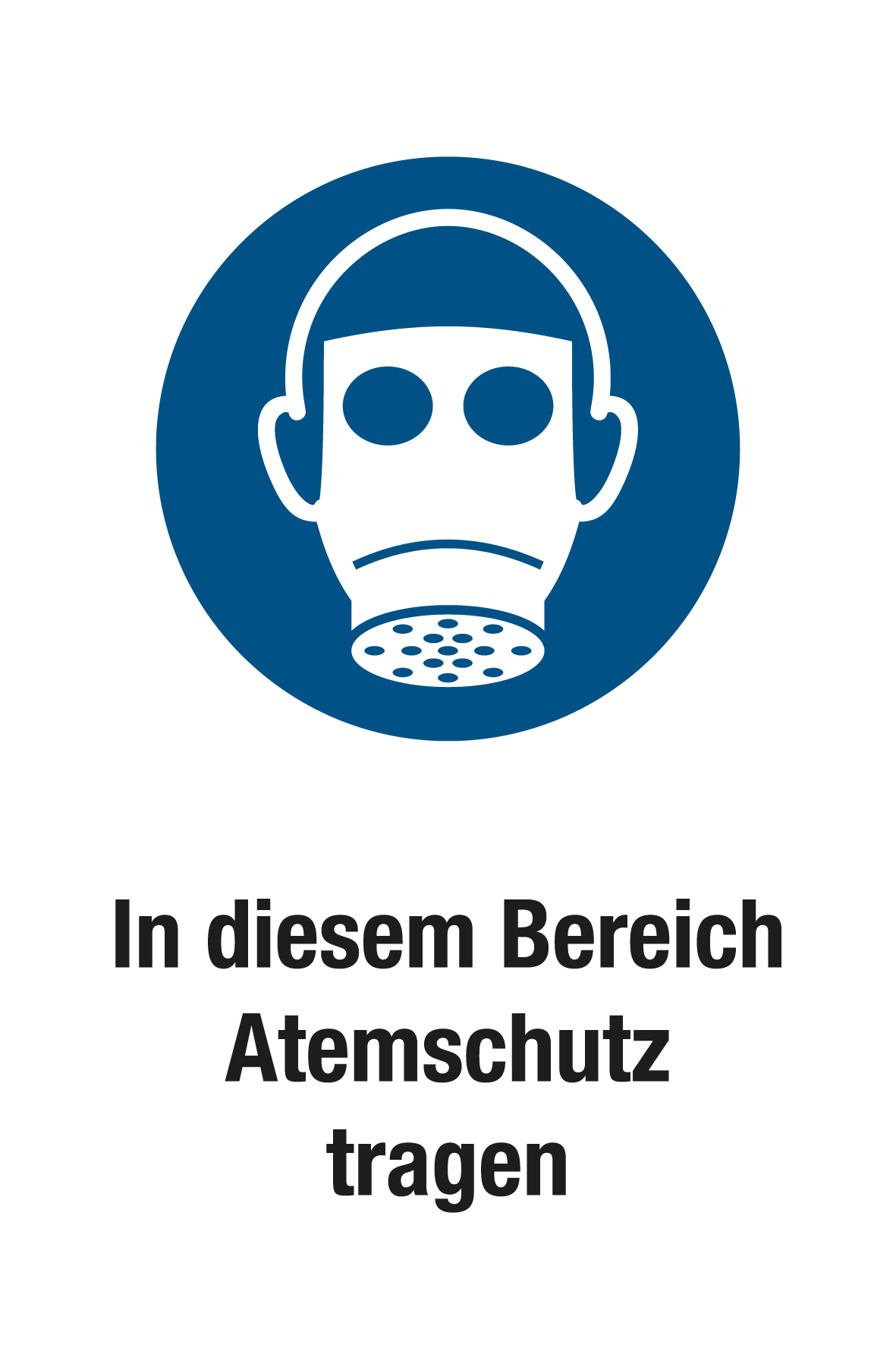 Gebotsschild mit Text - In diesem Bereich Atemschutz tragen