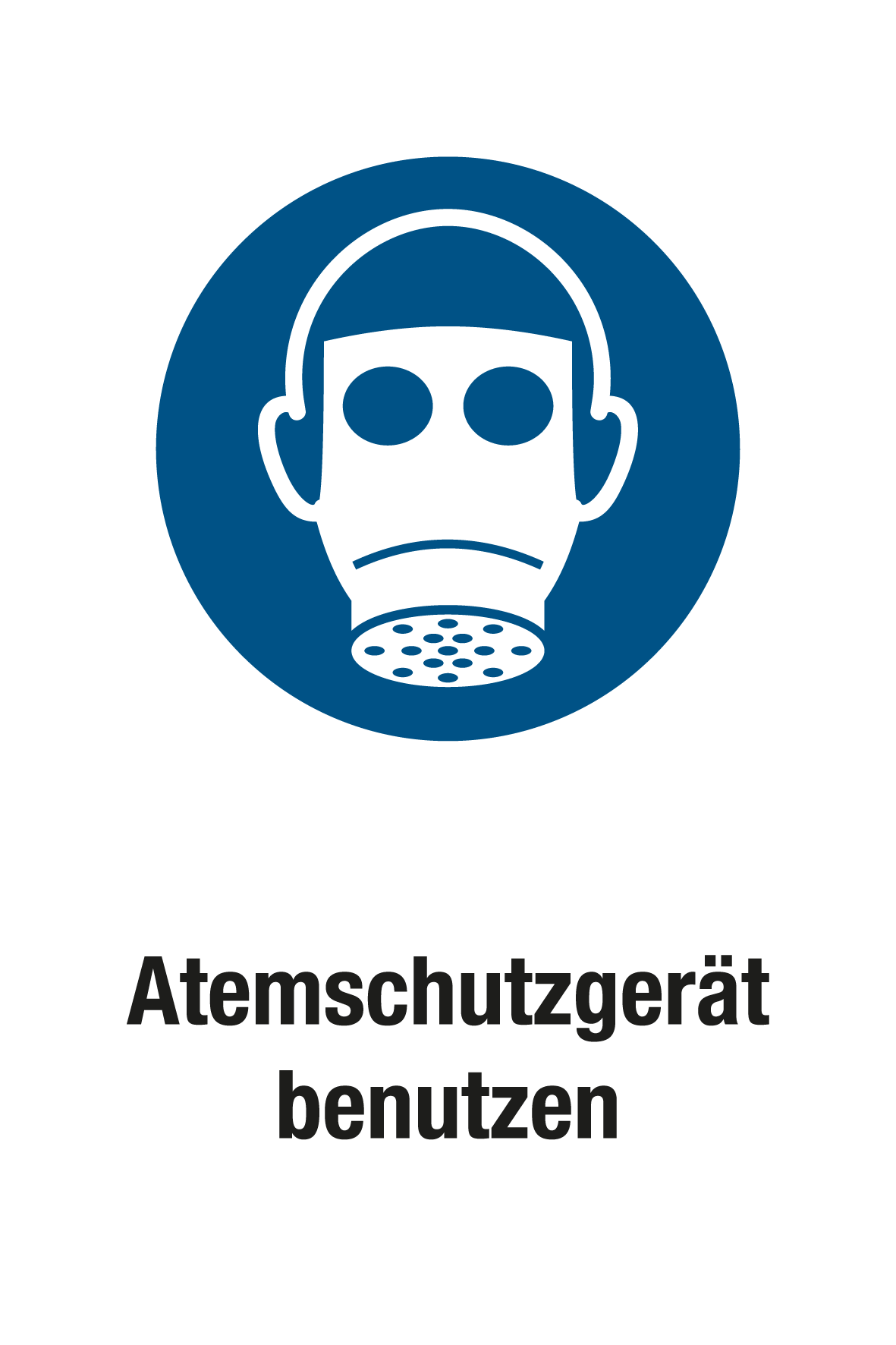 Gebotsschild mit Text - In diesem Bereich Atemschutzgerät tragen