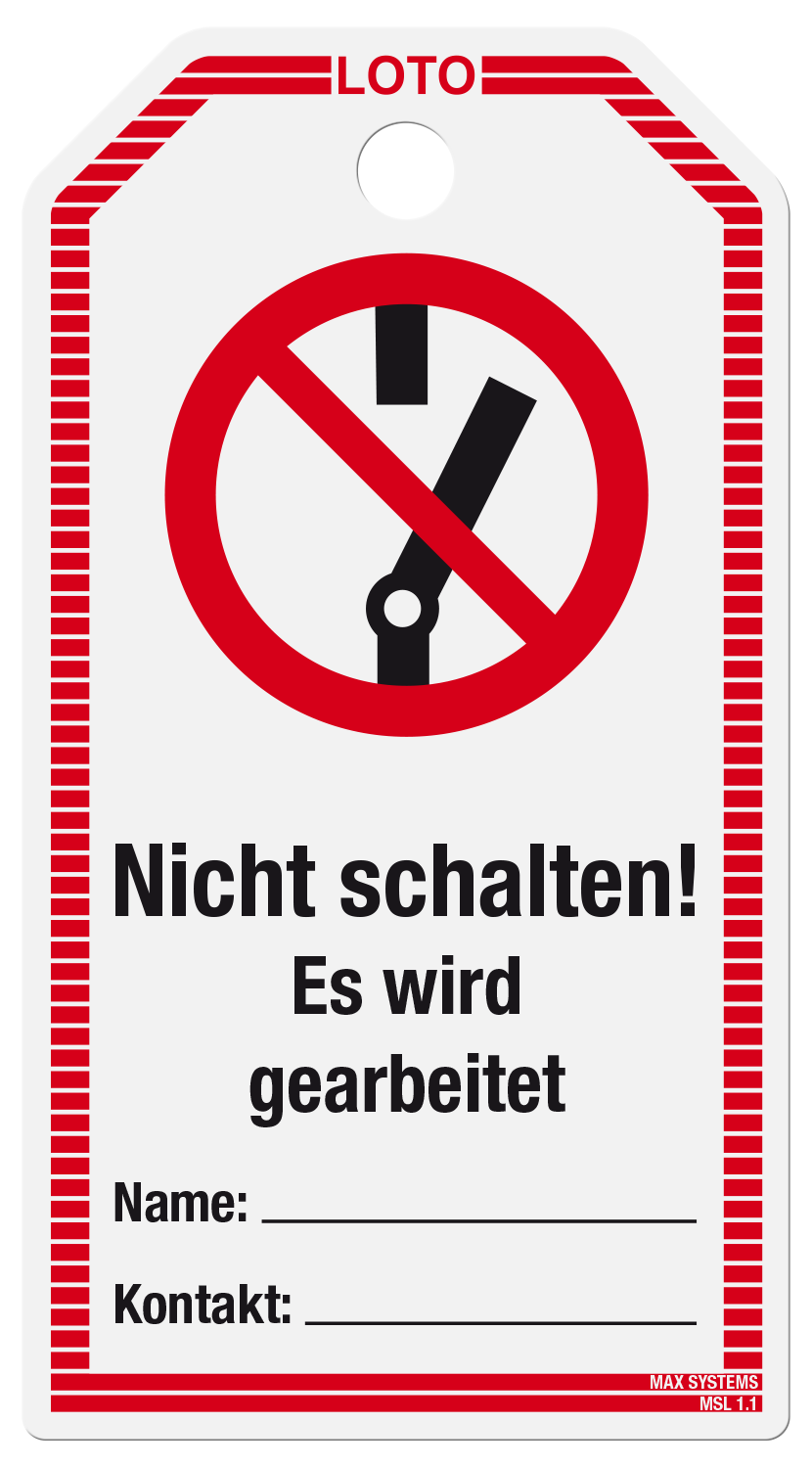 Anhängeetikett - Hochformat mit Druck "Nicht in Betrieb nehmen"