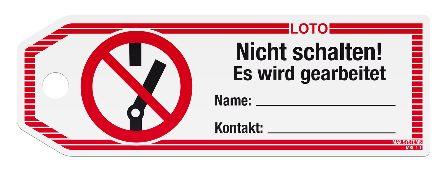 Anhängeetikett - Hochformat mit Druck "Nicht in Betrieb nehmen"
