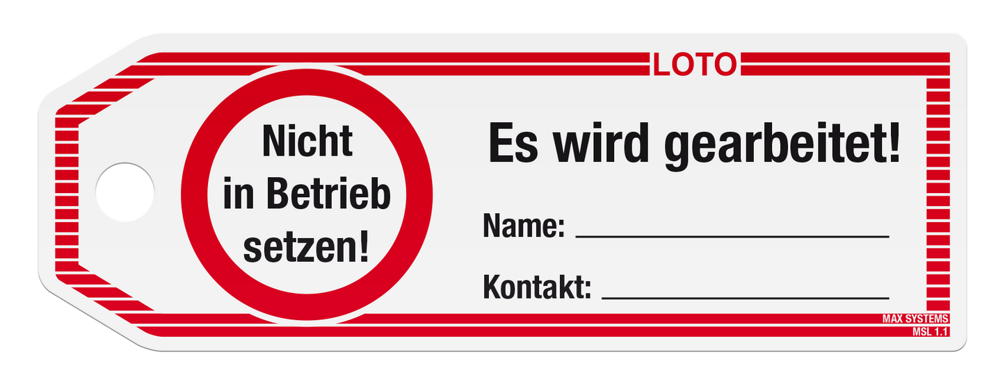 Anhängeetikett - Hochformat mit Druck "Nicht in Betrieb nehmen"