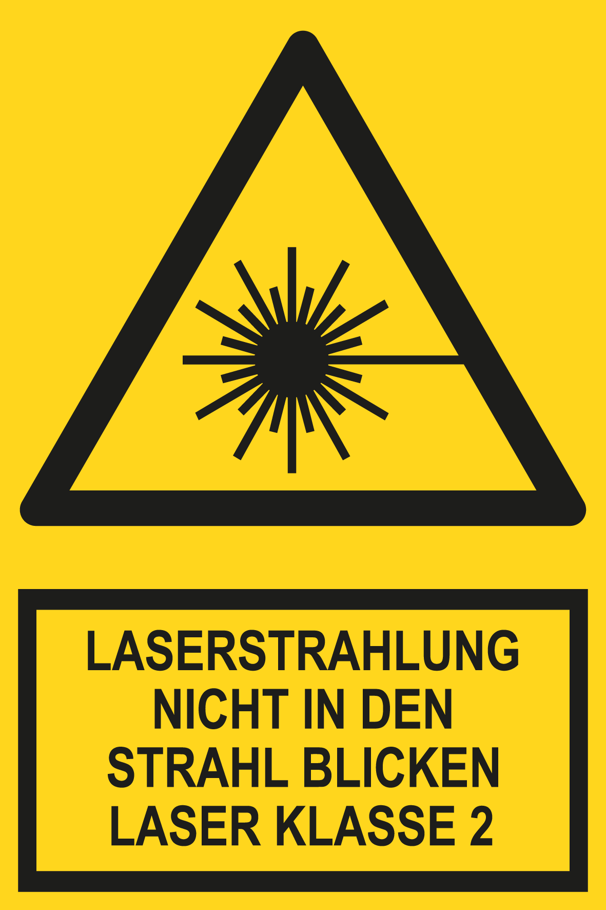 Warnschild mit Text - Laserstrahlung Klasse 2