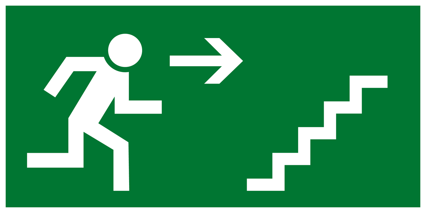 Rettungs- & Fluchtwegschild - Rettungsweg Treppe aufwärts rechts