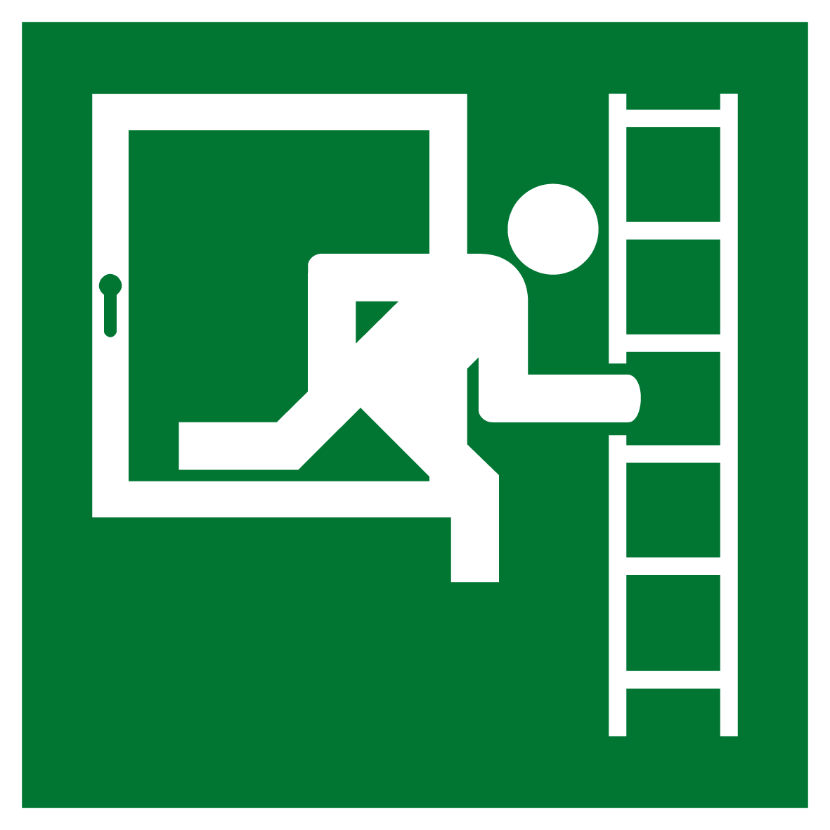Rettungs- & Fluchtwegschild - Notausstieg mit Fluchtleiter rechts