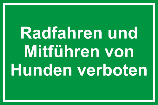 Spielplatzschild - Radfahren und Mitführen von Hunden verboten