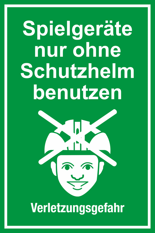 Spielplatzschild - Spielgeräte nur ohne Schutzhelm benutzen