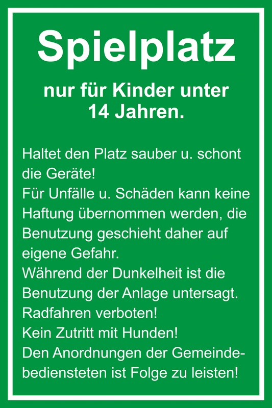 Spielplatzschild - Spielplatz nur für Kinder unter 14 Jahren