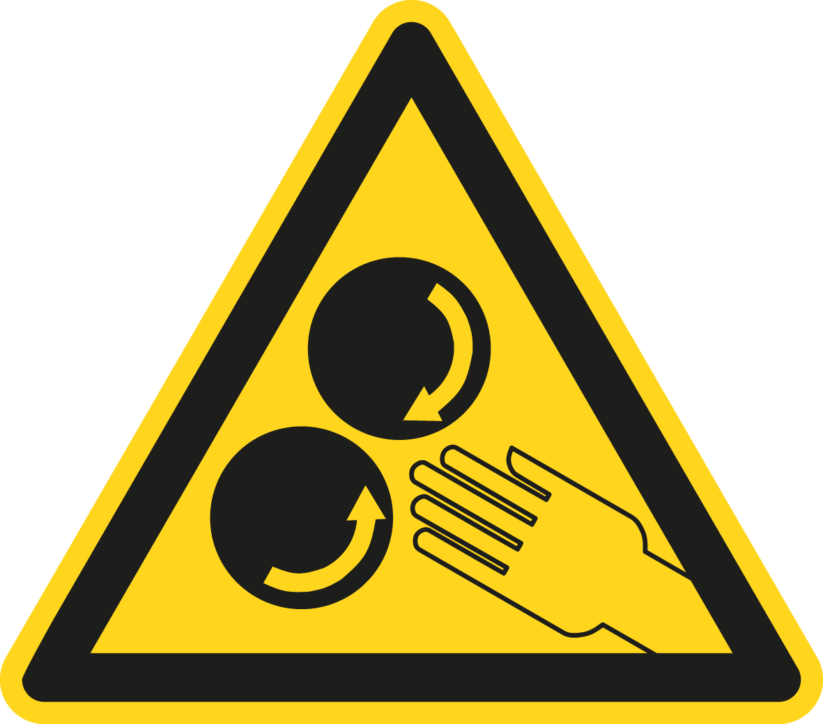 Warnschild - Warnung vor rotierenden Walzen
