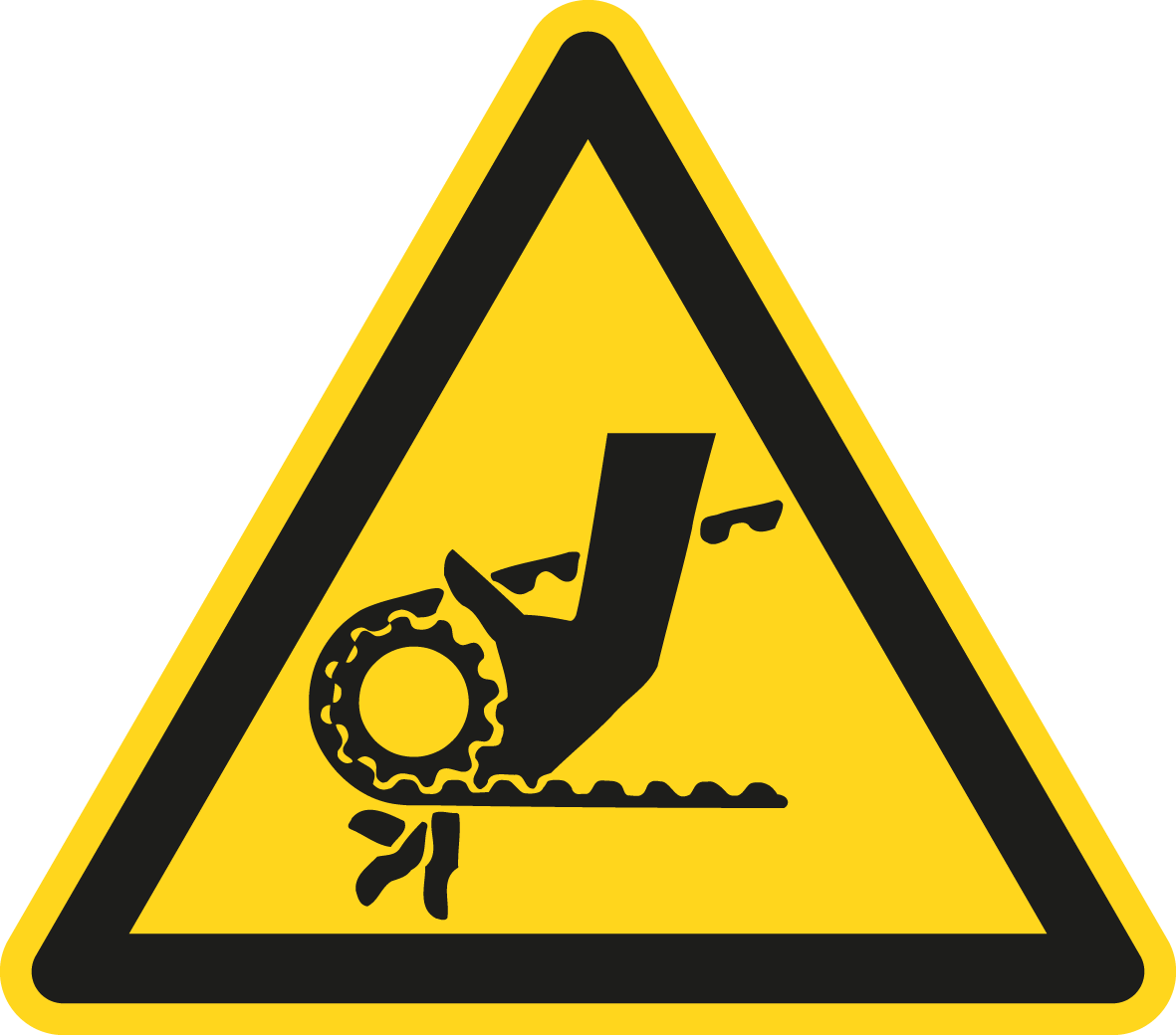 Warnschild - Warnung vor Einzugsgefahr durch Riemenantrieb
