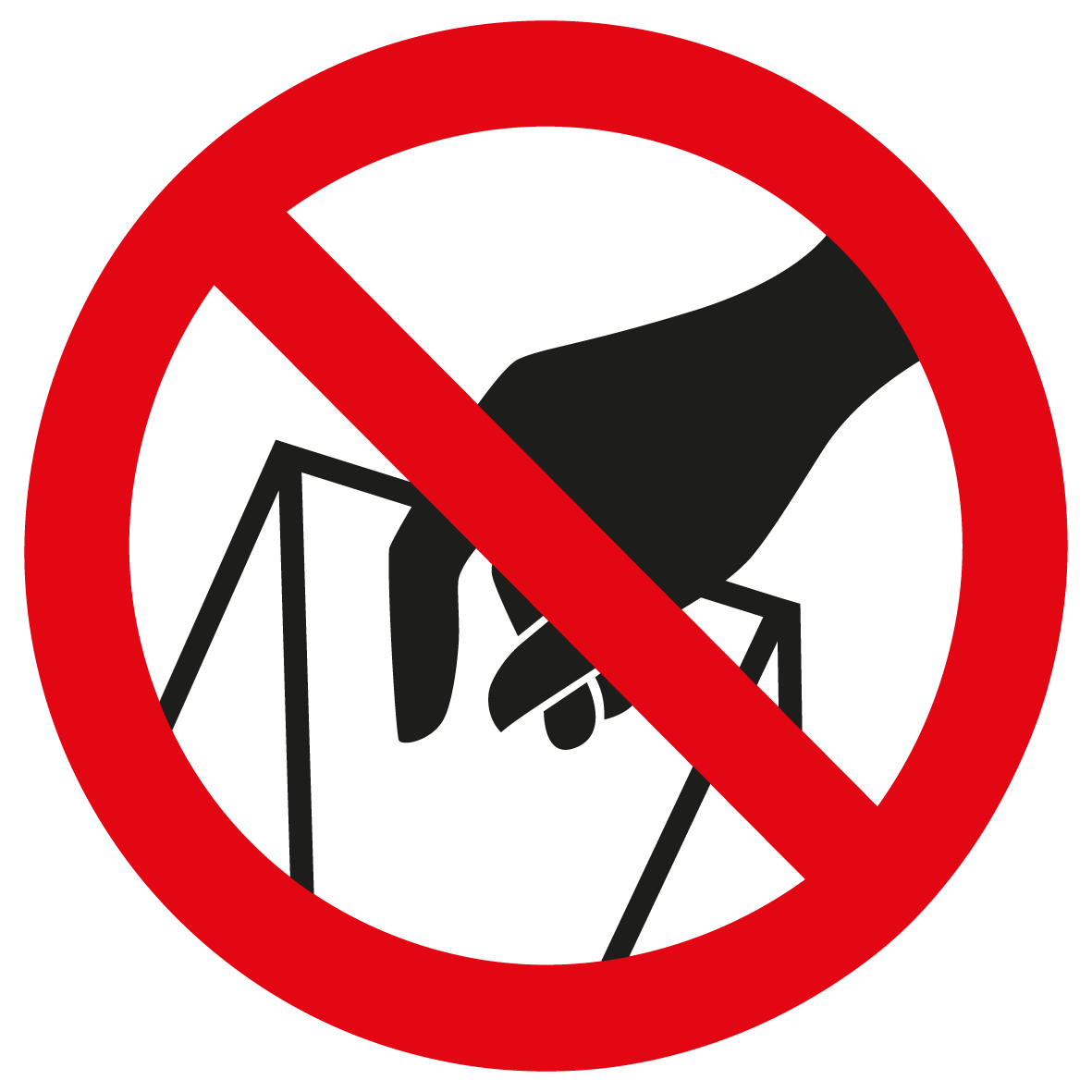 Verbotsschild - In die Schüttung greifen verboten