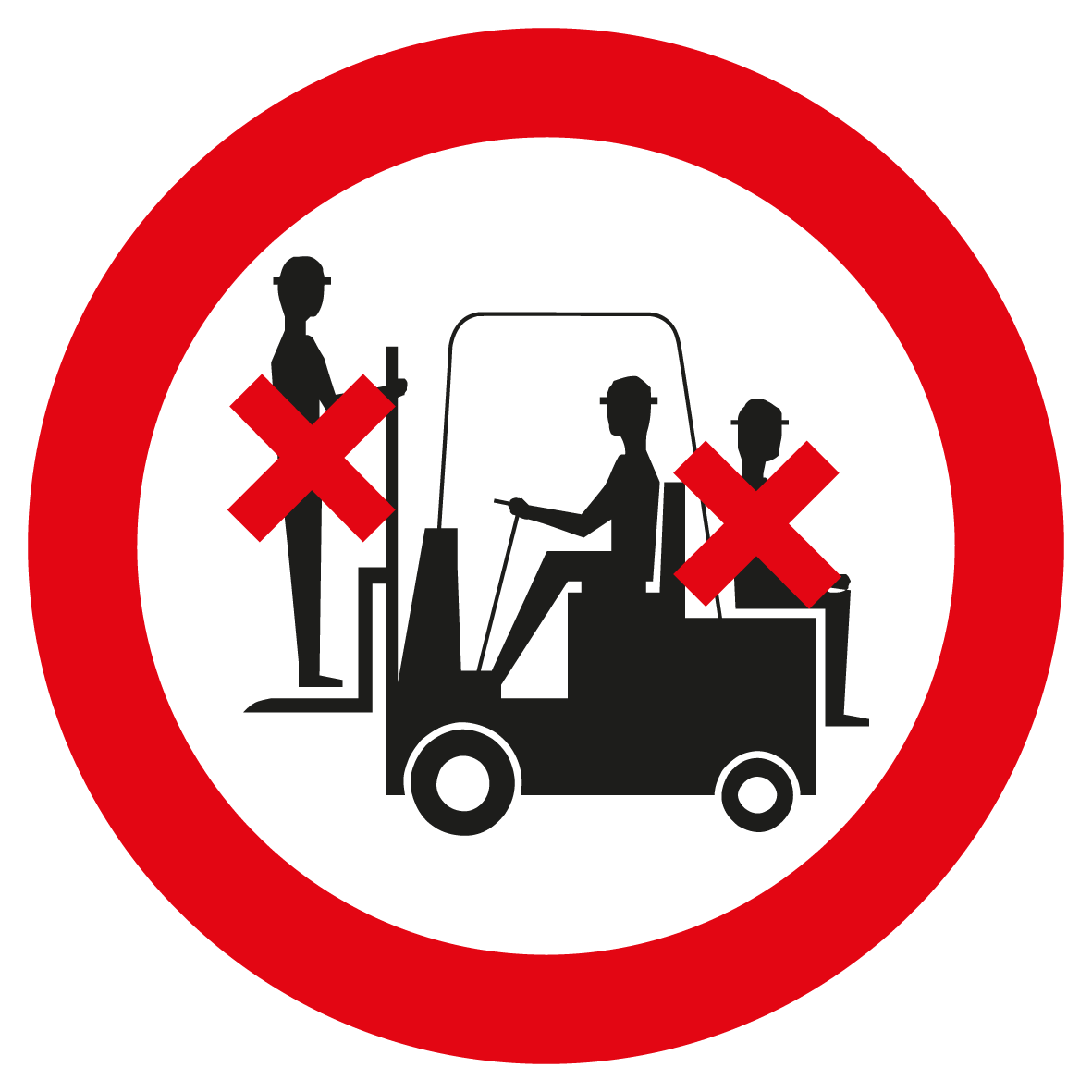 Verbotsschild - Mitfahren auf dem Gabelstapler verboten