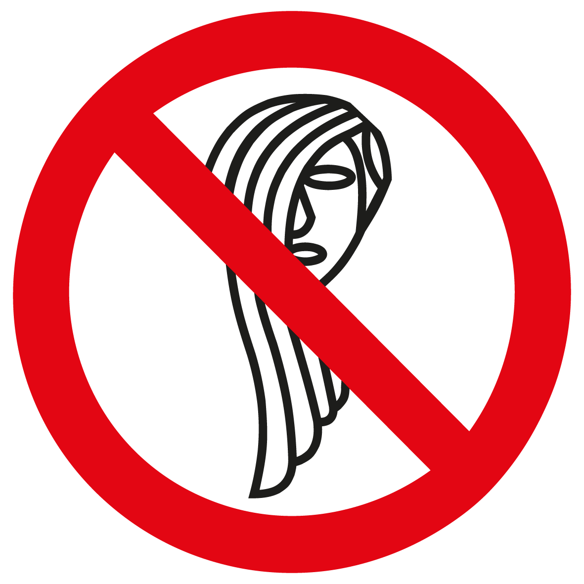 Verbotsschild - Bedienung mit langen Haaren verboten