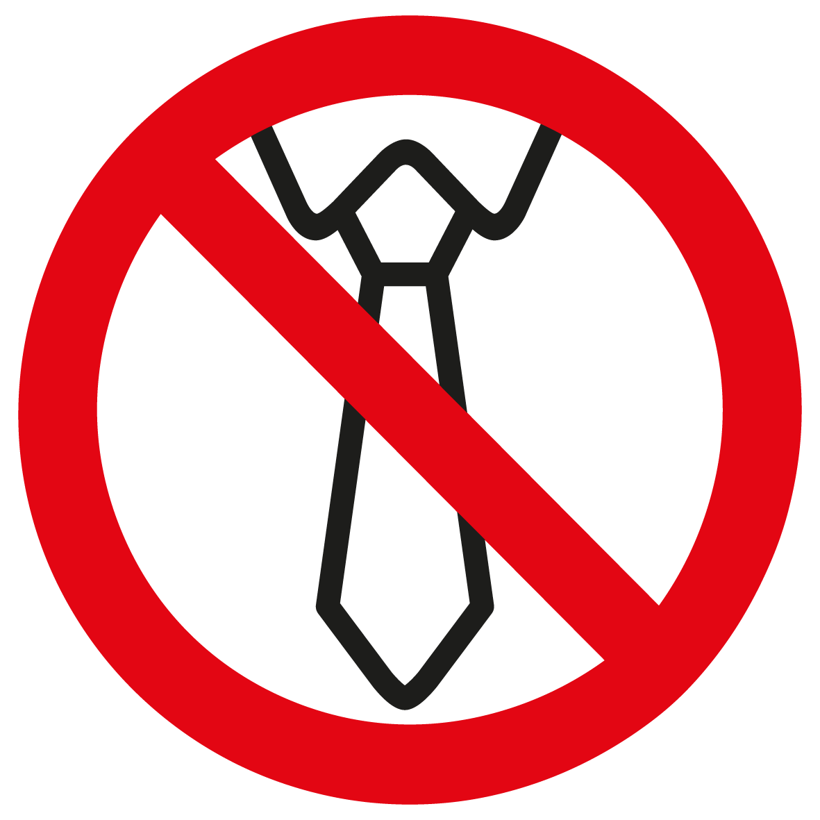 Verbotsschild - Bedienung mit Krawatte verboten