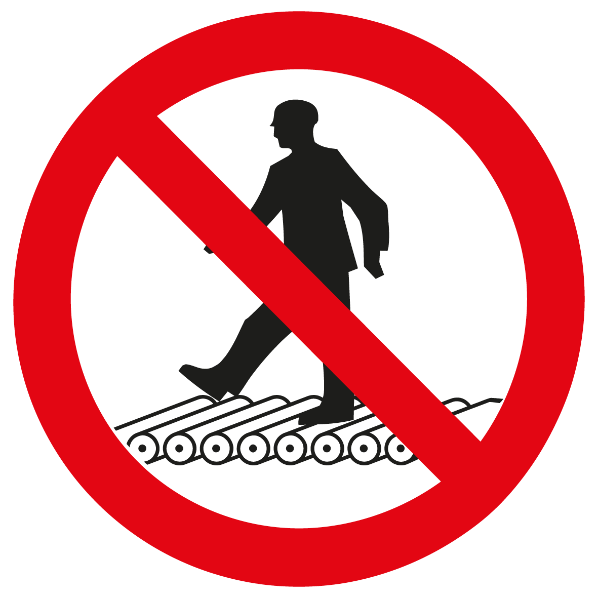 Verbotsschild - Nicht auf Rollenbahn treten