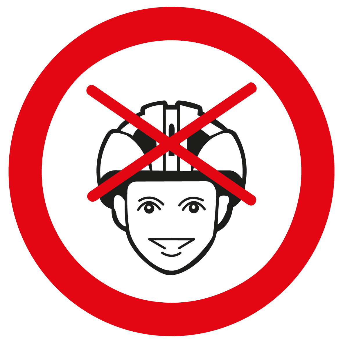 Verbotsschild - Helmverbot