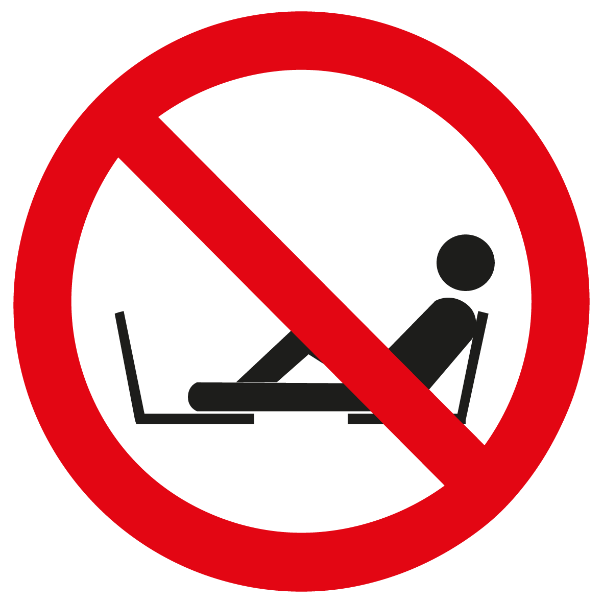 Verbotsschild - Sitzen in einer solchen Position mit Schuhen ist verboten