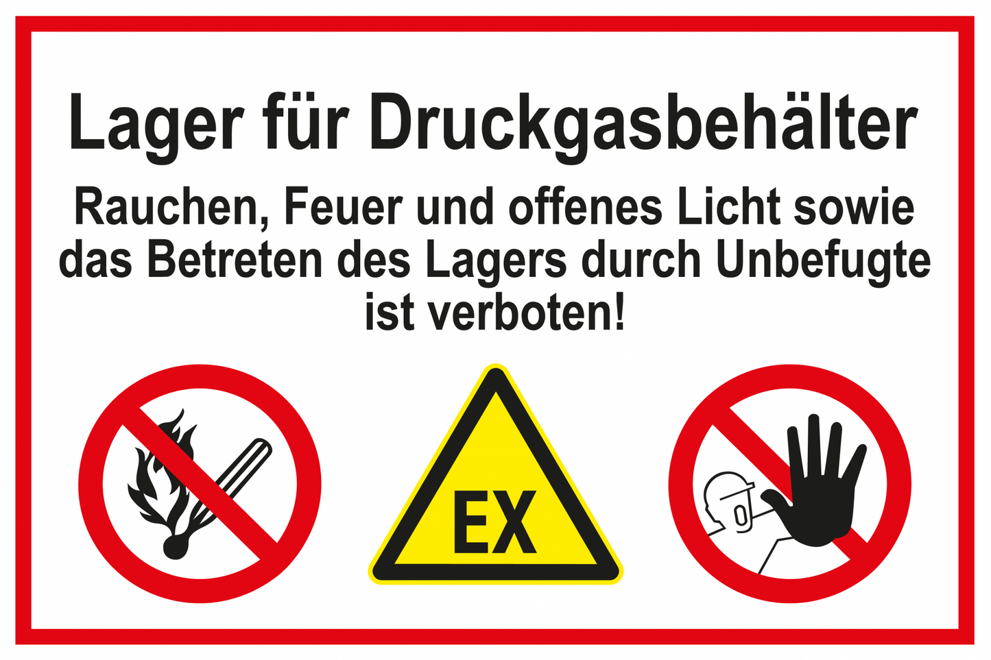 Hinweisschild - Lager für Druckgasbehälter