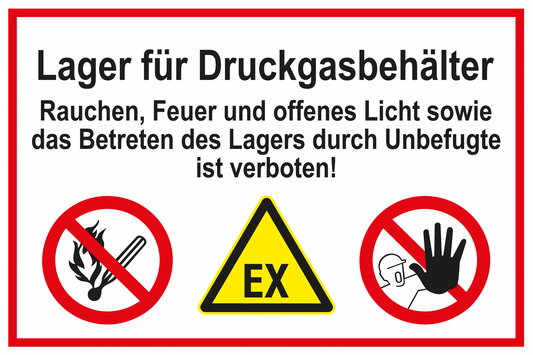 Hinweisschild - Lager für Druckgasbehälter