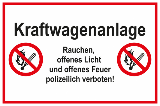 Hinweisschild - Kraftwagenanlage
