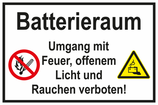 Hinweisschild - Batterieraum