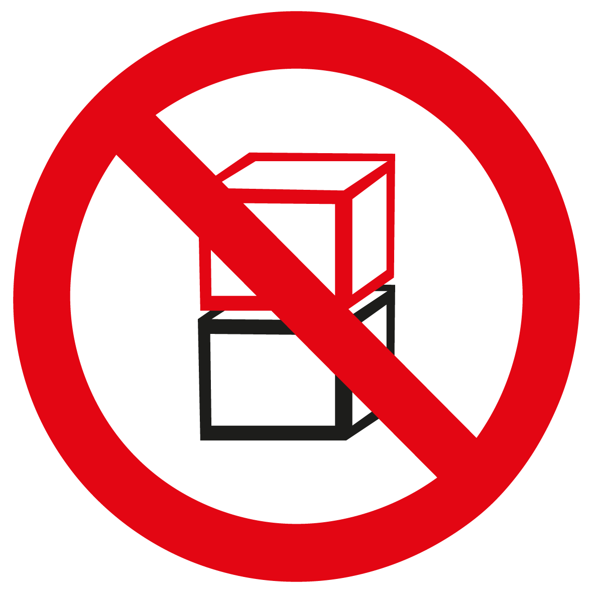 Verbotsschild- Übereinander stapeln verboten