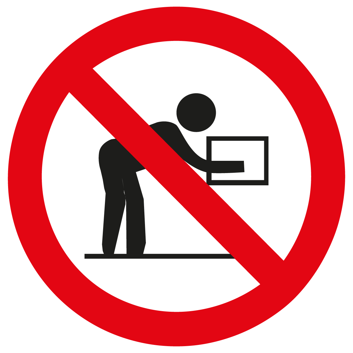 Verbotsschild - Ausführung solcher Hebevorgänge verboten