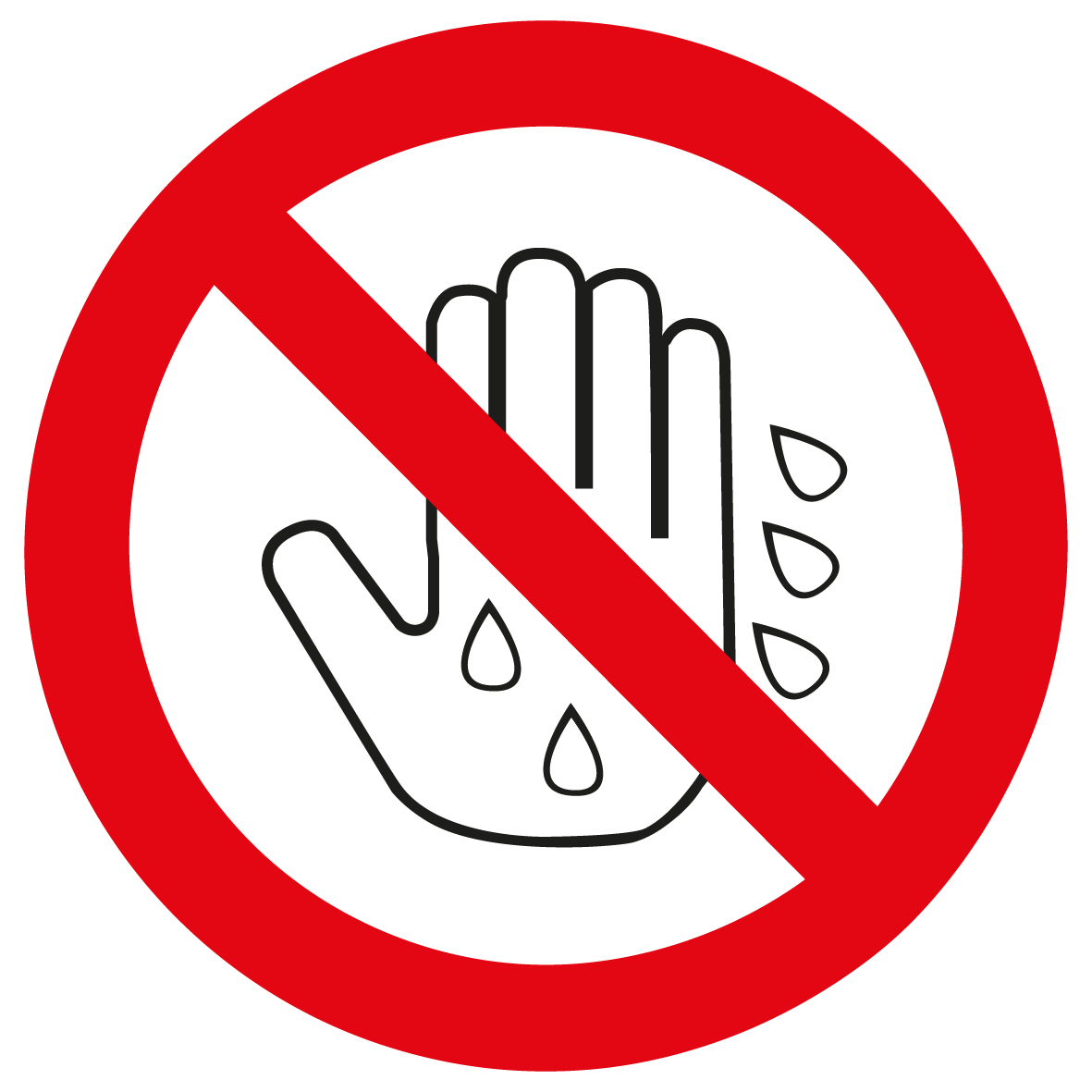 Verbotsschild - Berühren mit nasser Hand verboten