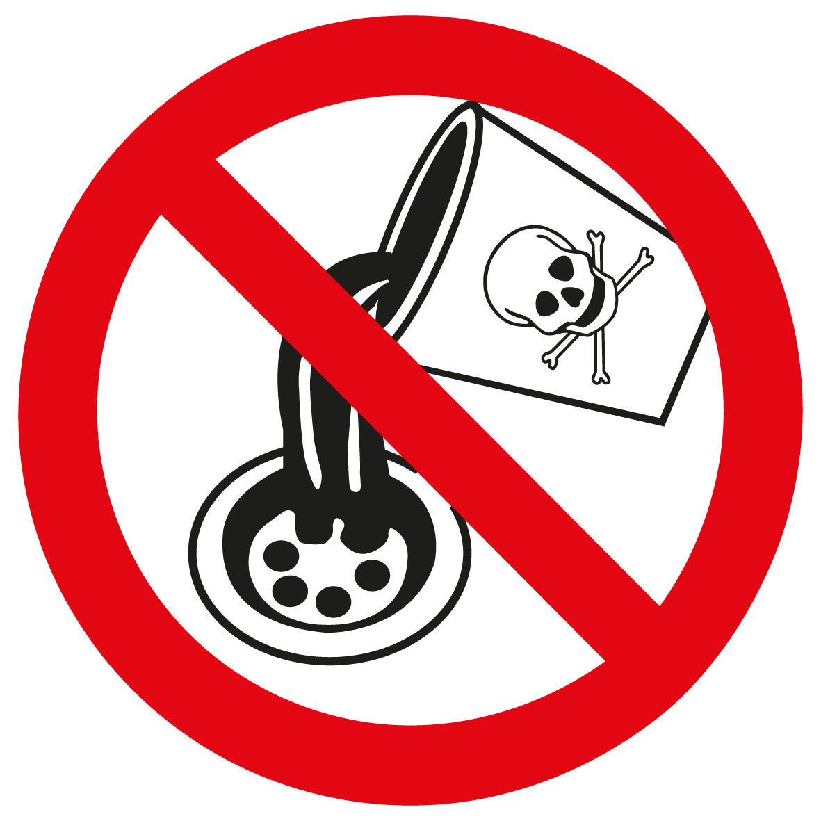 Verbotsschild - Keine giftigen Stoffe in Abflüsse einleiten