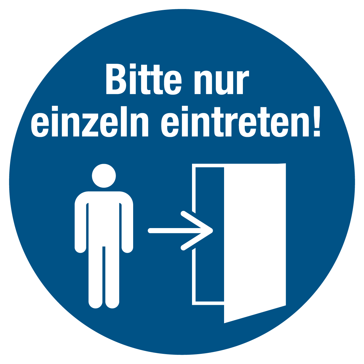 Gebotsschild - Bitte nur einzeln eintreten