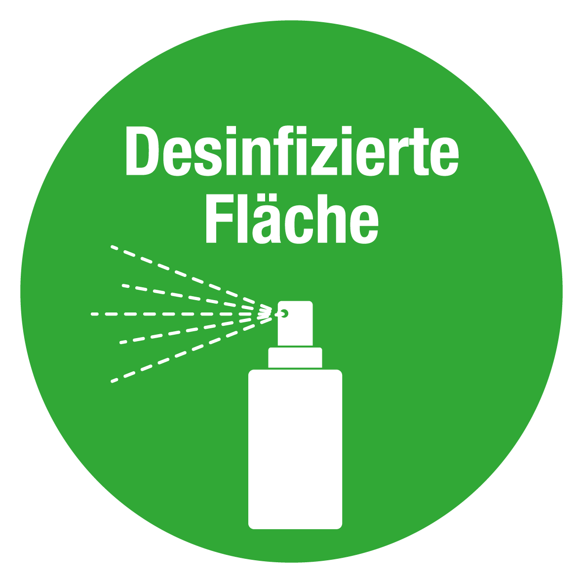 Gebotsschild - Desinfizierte Fläche