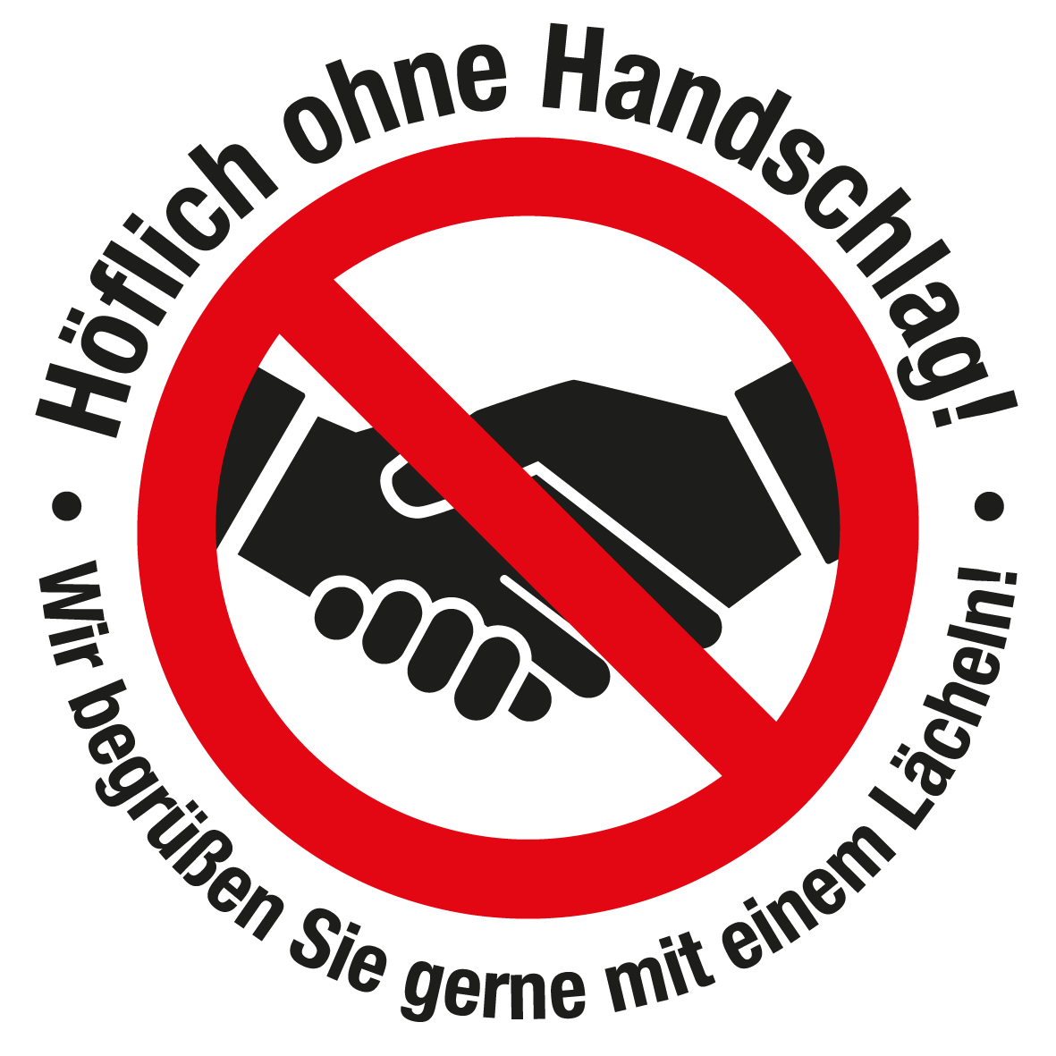 Verbotsschild - Höflich ohne Handschlag