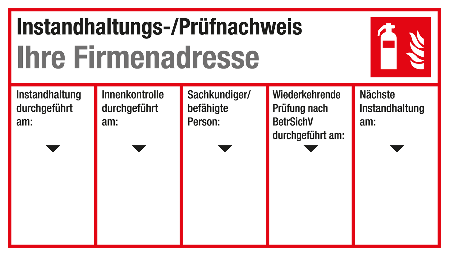 Grundetikett - Instandhaltungs- /fünfspaltig| VE = 6 Stück pro Bogen (Kopie)