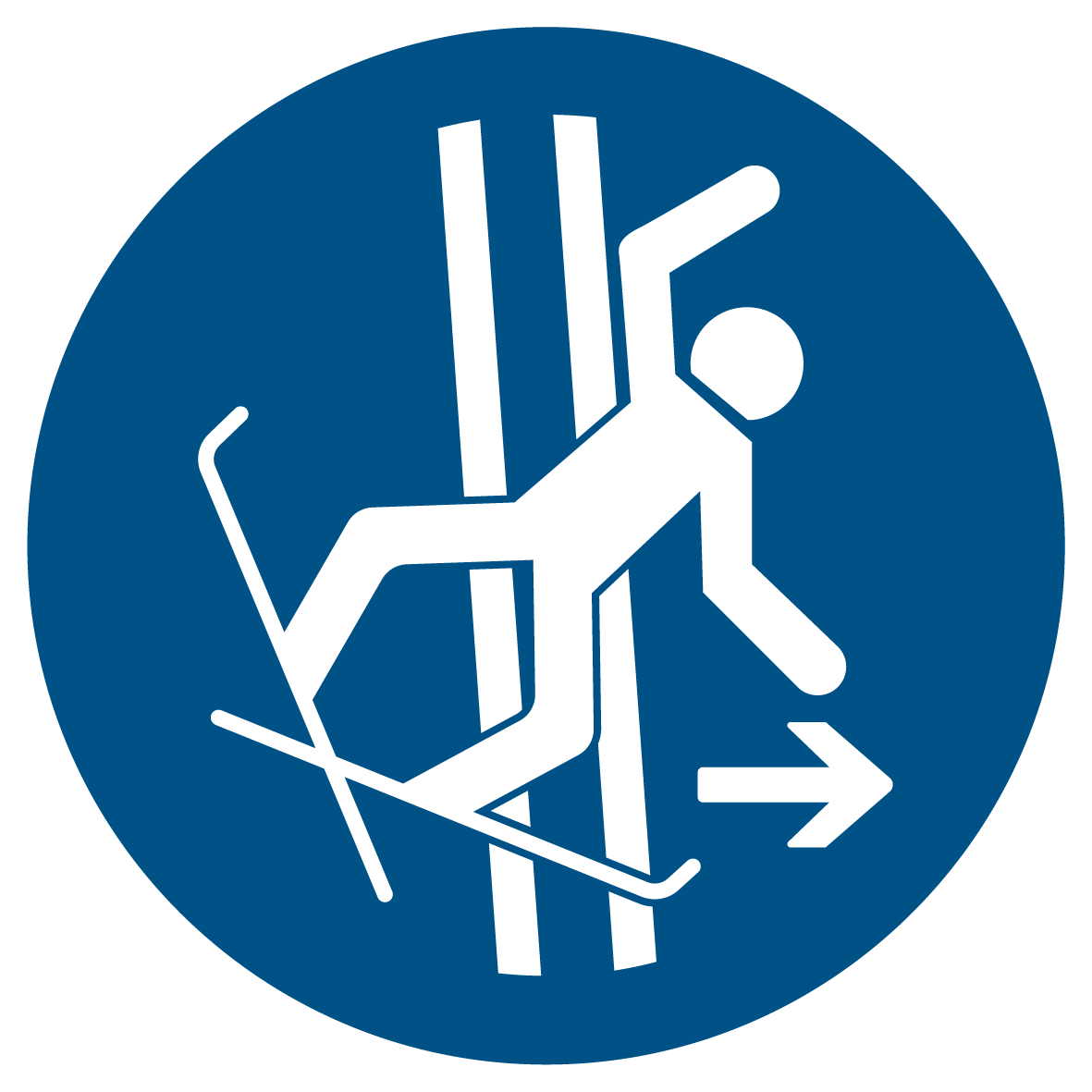 Gebotsschild - Im Fall eines Sturzes Schleppspur sofort verlassen