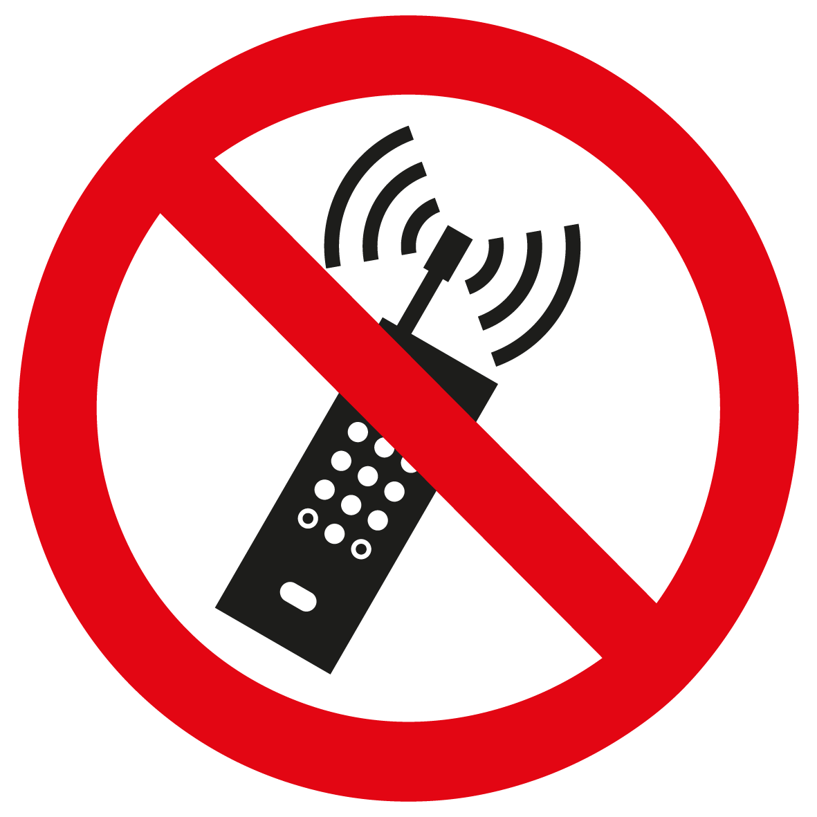 Verbotsschild - Eingeschaltete Mobiltelefone verboten
