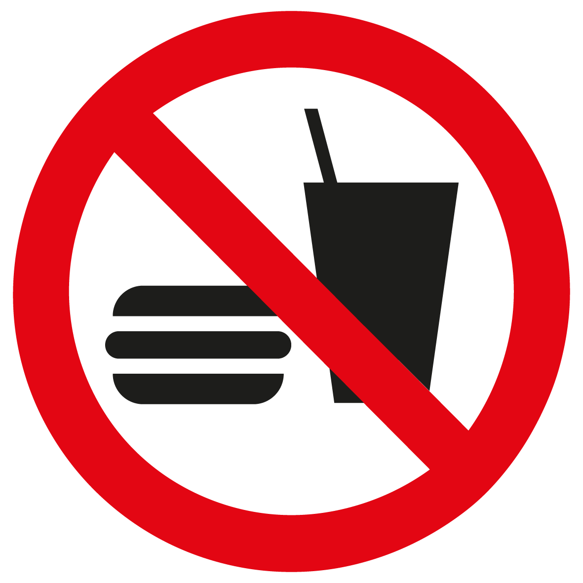 Verbotsschild - Essen und Trinken verboten