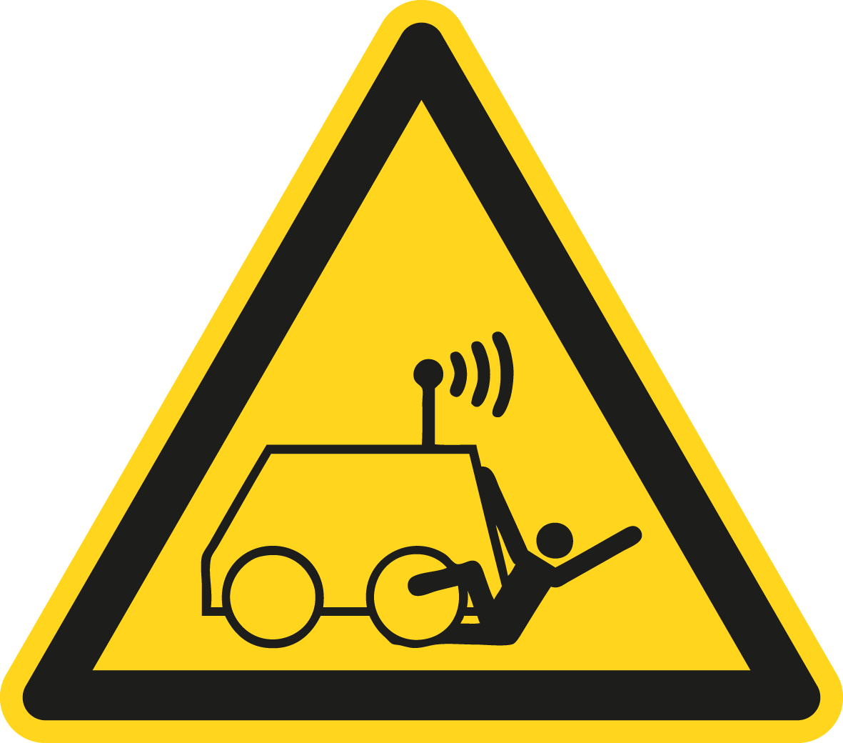 Warnschild - Warnung vor Überrollen durch ferngesteuerte Maschine