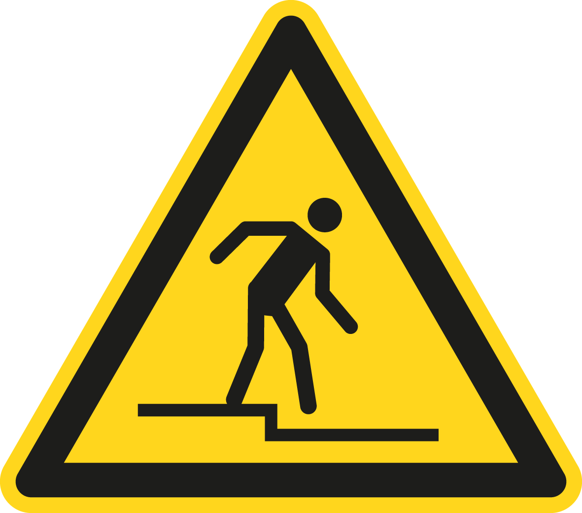 Warnschild - Warnung vor Stufe nach unten