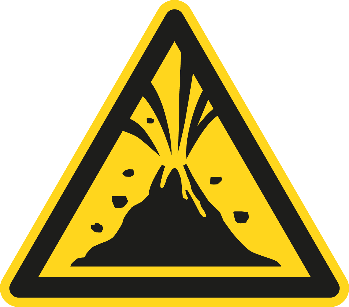 Warnschild - Warnung vor aktivem Vulkangebiet