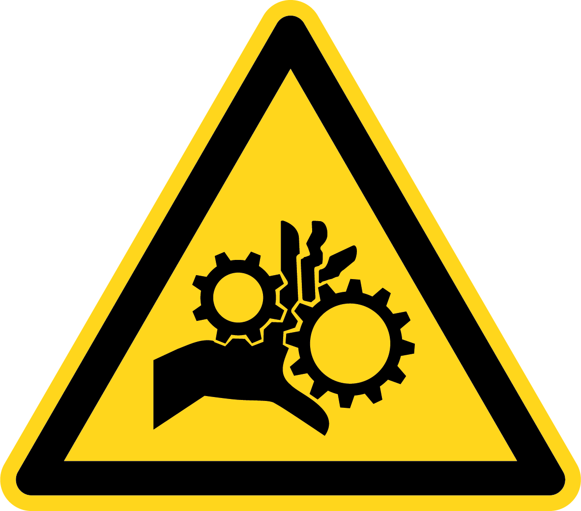 Warnschild - Warnung vor beweglichen Zahnrädern