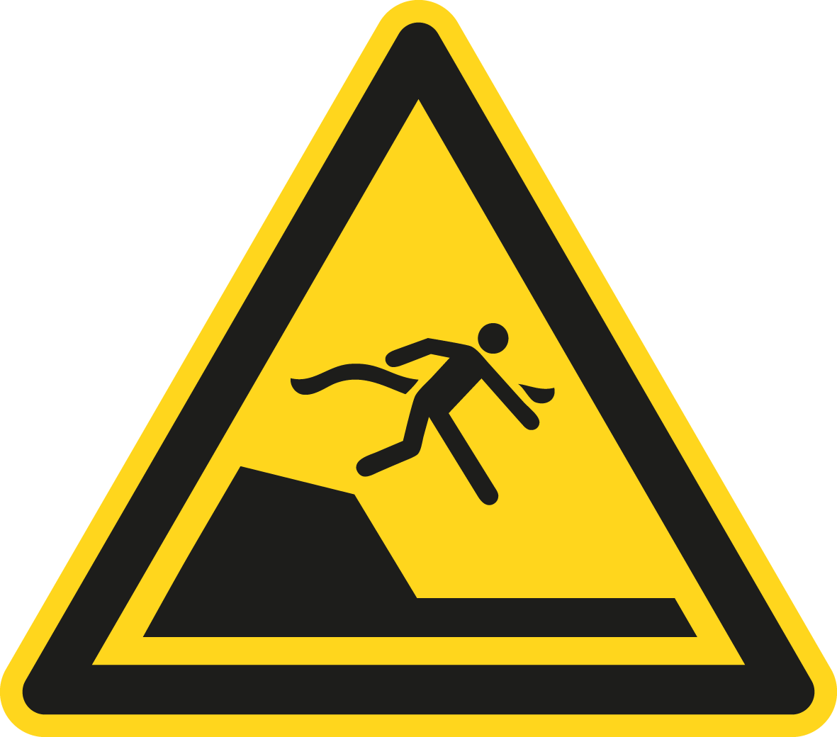 Warnschild - Warnung vor unmittelbarer Tiefenänderung