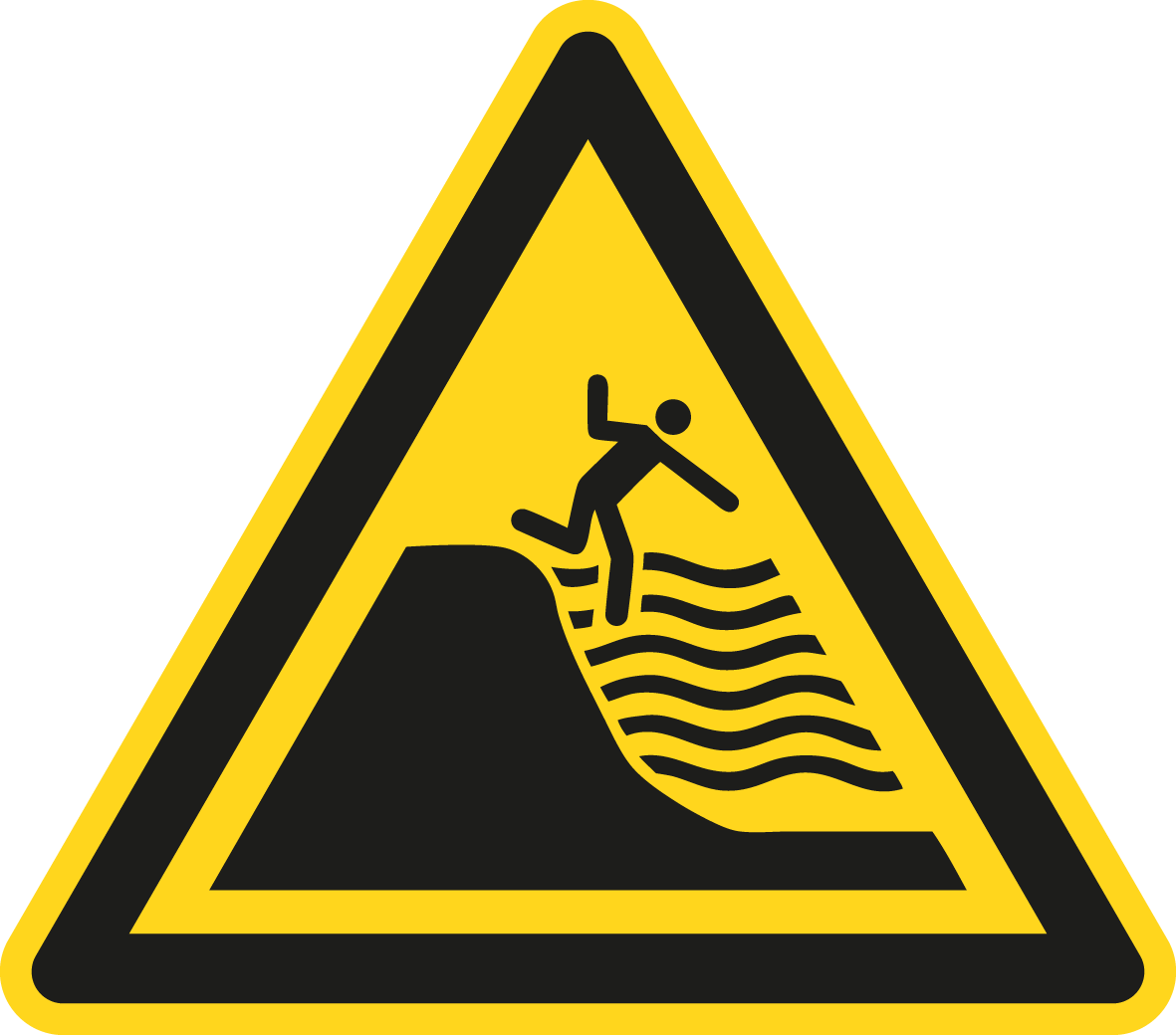 Warnschild - Warnung vor steil abfallendem Strand
