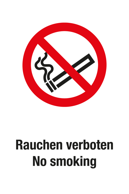 Verbotsschild mit Text - Rauchen verboten
