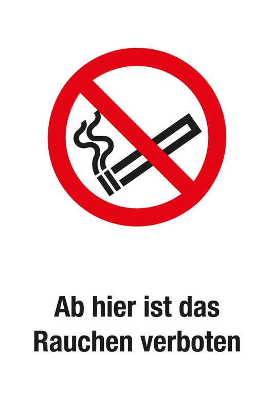 Verbotsschild mit Text - Ab hier ist das Rauchen verboten