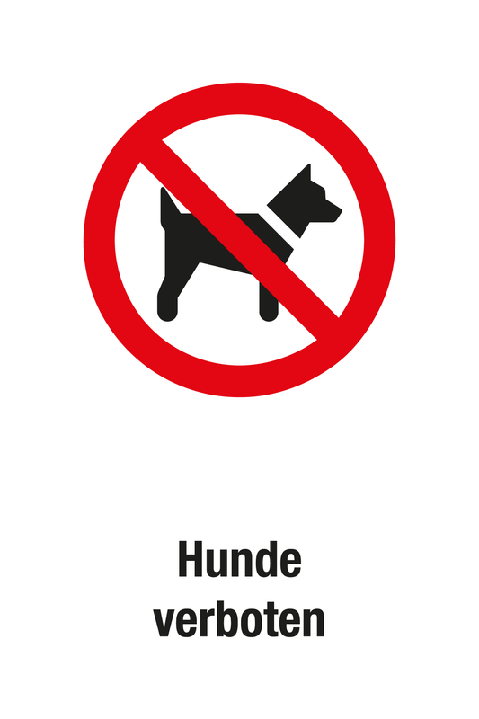 Verbotsschild mit Text - Hunde verboten