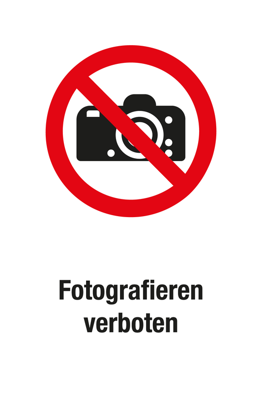 Verbotsschild mit Text - Fotografieren verboten