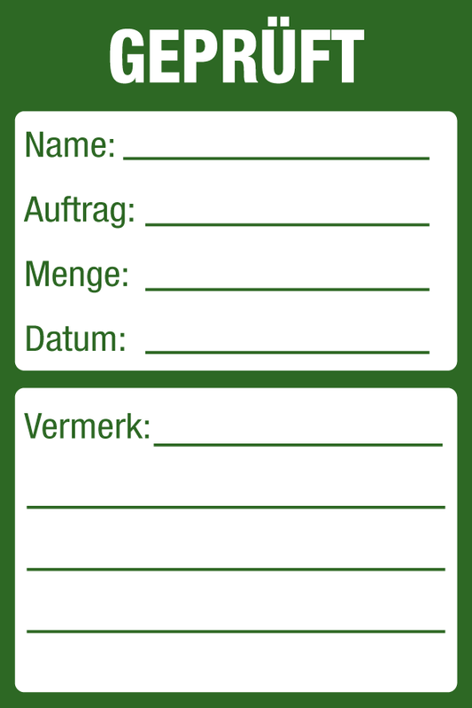 Inventar- & Wartungsschild - Geprüft | 1 VE = 50 Stck.