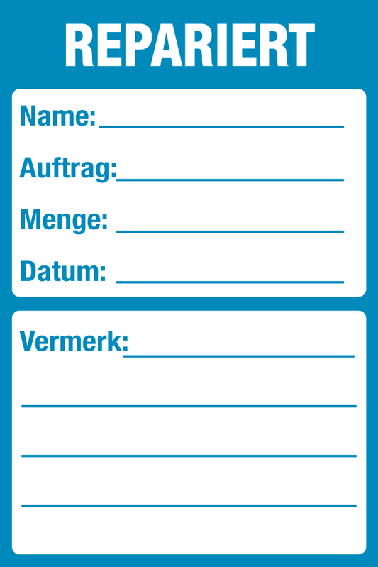 Inventar- & Wartungsschild - Repariert | 1 VE = 50 Stck.